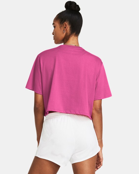 Camiseta de manga corta UA Campus Boxy Crop para mujer, Pink, pdpMainDesktop image number 1